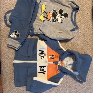Disney Mickey Mouse Kids Hoodie and Shirt Set - Blue, Gray, and Orange